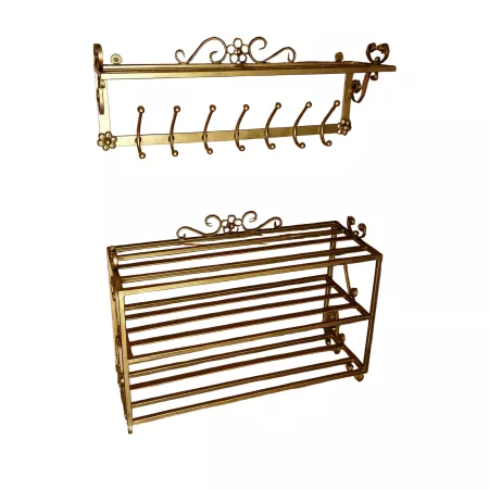 Wieszak na ubrania kuty z półką i szafką na buty